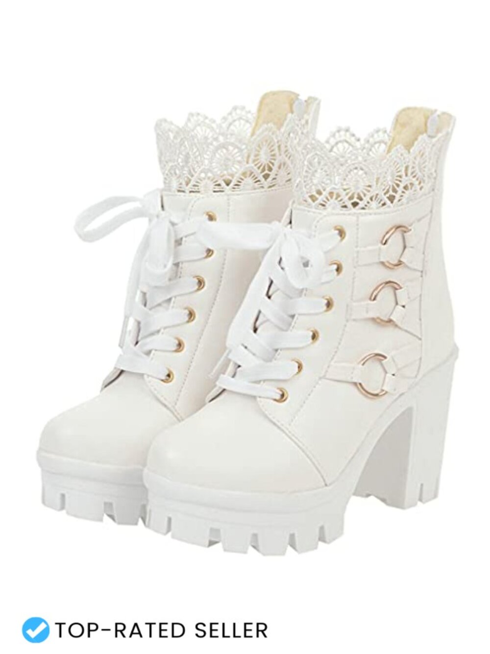 Chunky Platform Ankle Boots High Heel Lace Up Back Zipper Gothic Sweet Lolita